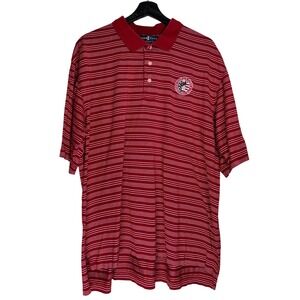 Vtg Izod Club XL Red Striped Polo Shirt 2005 US Open Pinehurst No 2 Golf XL READ